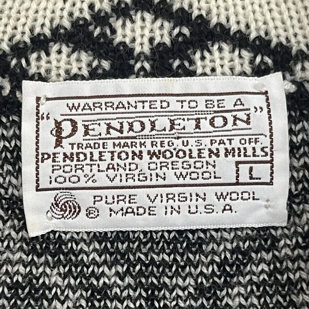 VTG‎ Pendleton 100% Virgin Wool Knit Cardigan Sweater Cowl Neck Womens Large